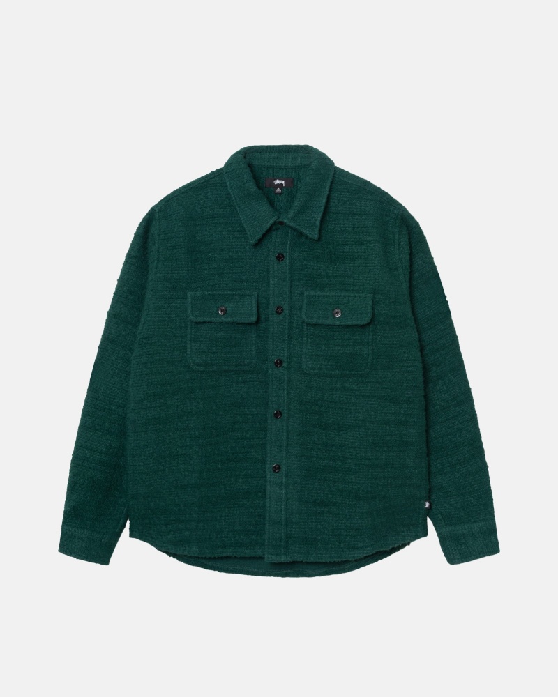 Long Sleeve Shirt Stüssy Boucle Laine Cpo Shirt Vert | IP70-Z7-UG