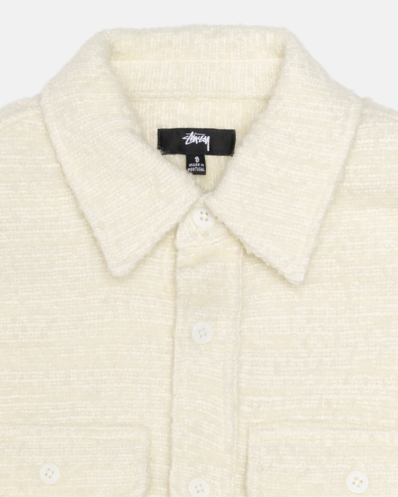 Long Sleeve Shirt Stüssy Boucle Laine Cpo Shirt Natural | DD77-R9-FC