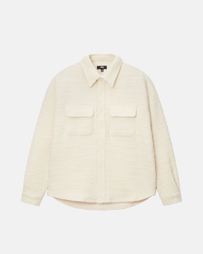 Long Sleeve Shirt Stüssy Boucle Laine Cpo Shirt Natural | DD77-R9-FC