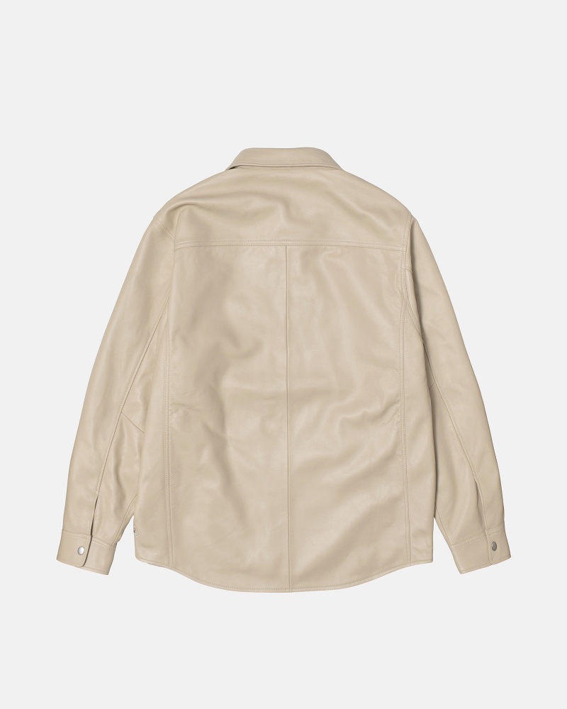 Long Sleeve Shirt Stüssy Cuir Overshirt Natural | NL76-R5-ES