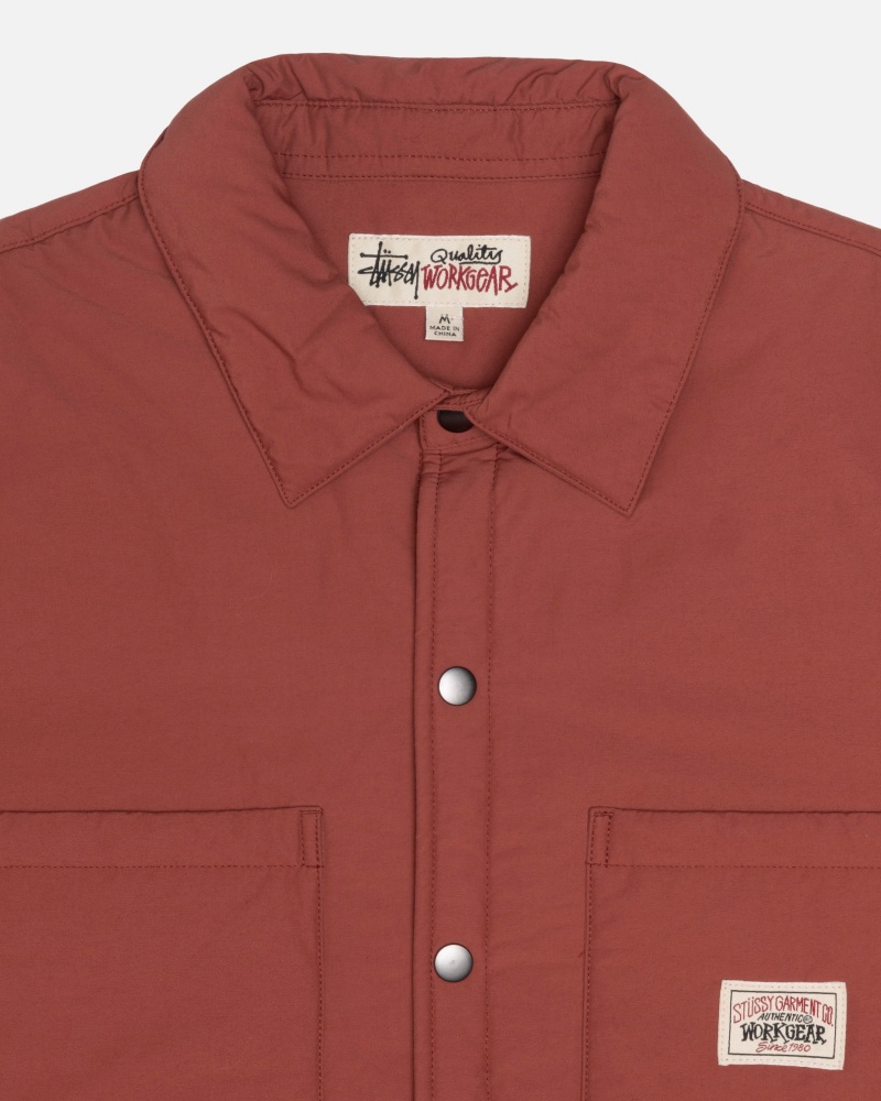 Long Sleeve Shirt Stüssy Rembourré Tech Over Shirt Brick | SL35-I0-TF