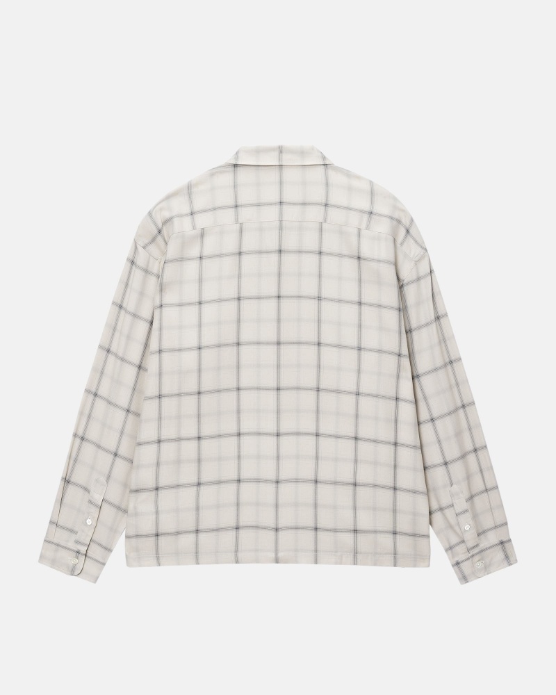 Long Sleeve Shirt Stüssy Shadow Plaid Rayon Shirt Natural | YW42-Y8-KC