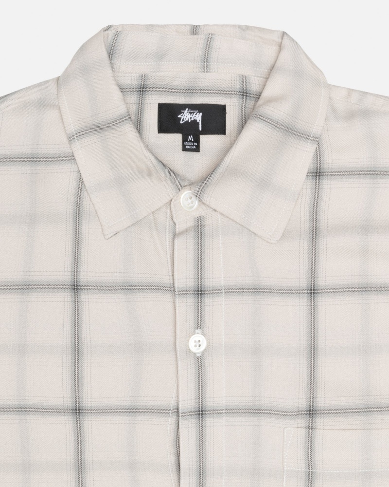 Long Sleeve Shirt Stüssy Shadow Plaid Rayon Shirt Natural | YW42-Y8-KC