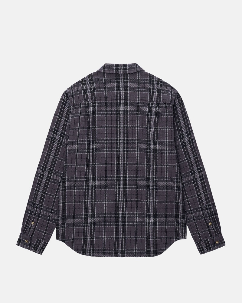 Long Sleeve Shirt Stüssy Stones Plaid Shirt Noir | VF79-I5-DU