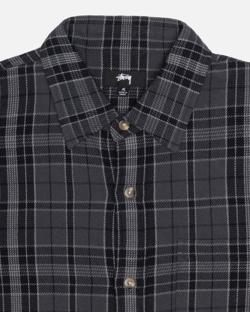 Long Sleeve Shirt Stüssy Stones Plaid Shirt Noir | VF79-I5-DU