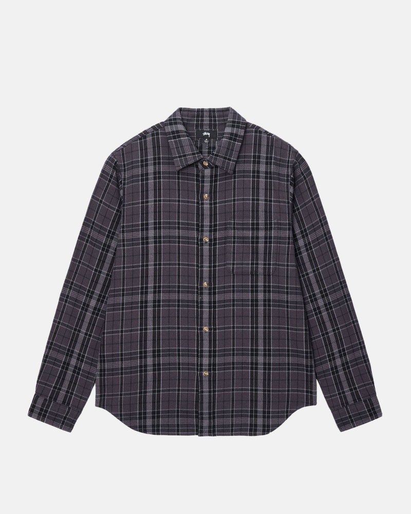 Long Sleeve Shirt Stüssy Stones Plaid Shirt Noir | VF79-I5-DU