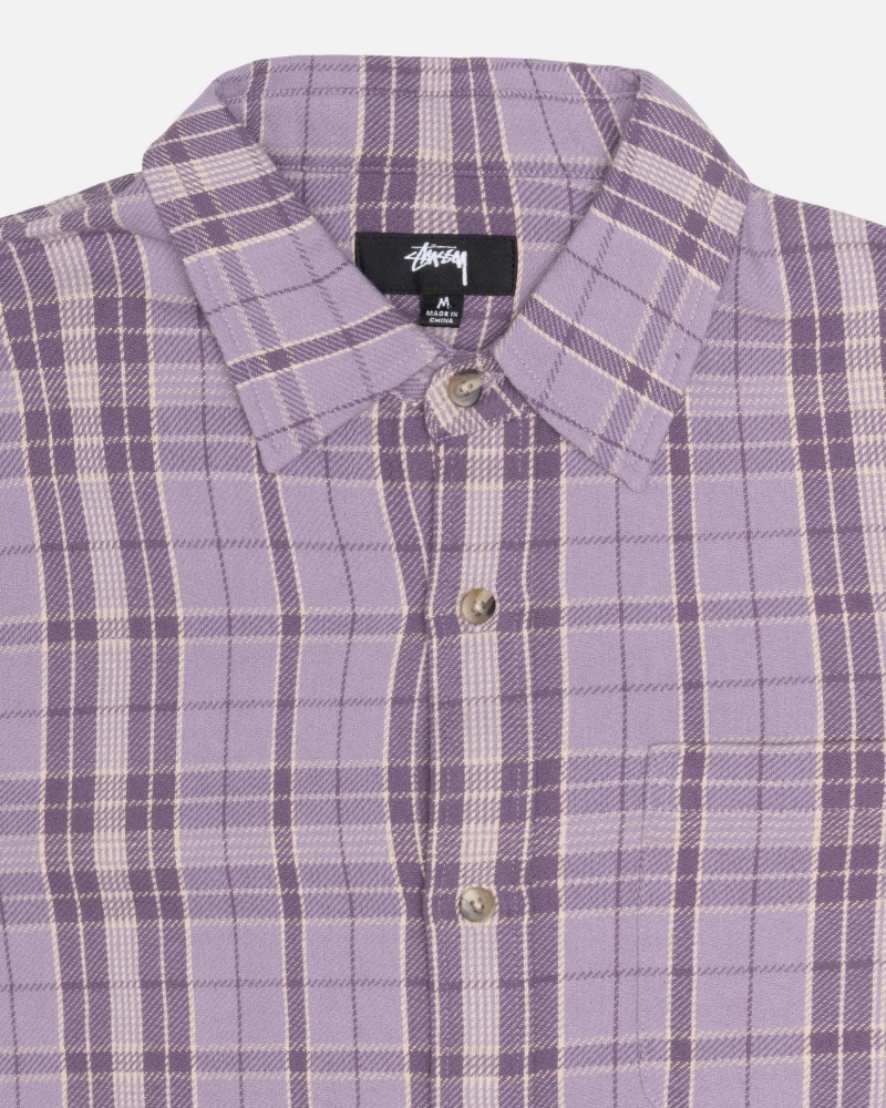 Long Sleeve Shirt Stüssy Stones Plaid Shirt Lavande | GM20-J9-WN