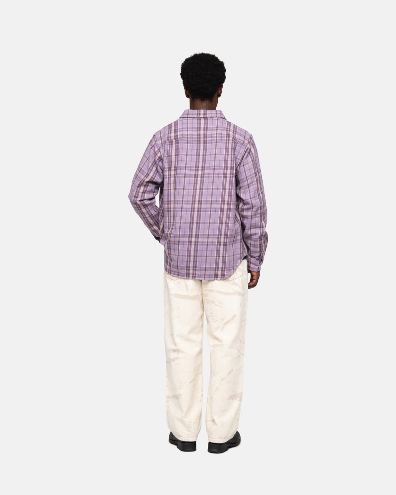 Long Sleeve Shirt Stüssy Stones Plaid Shirt Lavande | GM20-J9-WN