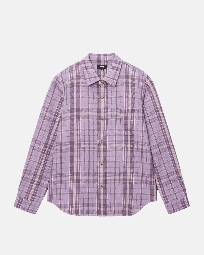 Long Sleeve Shirt Stüssy Stones Plaid Shirt Lavande | GM20-J9-WN