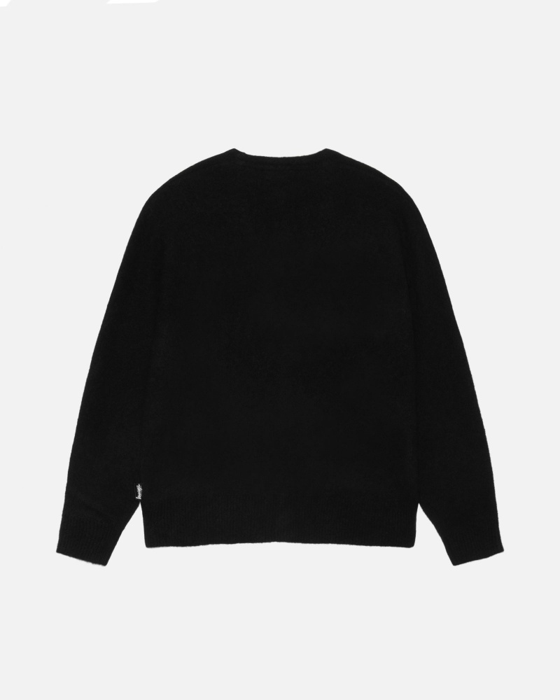 Long Sleeve Sweater Stüssy Brushed Cardigan Noir | TA48-J1-GA