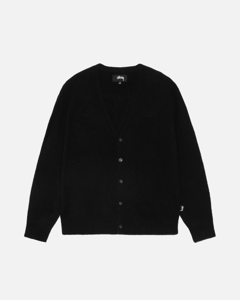 Long Sleeve Sweater Stüssy Brushed Cardigan Noir | TA48-J1-GA