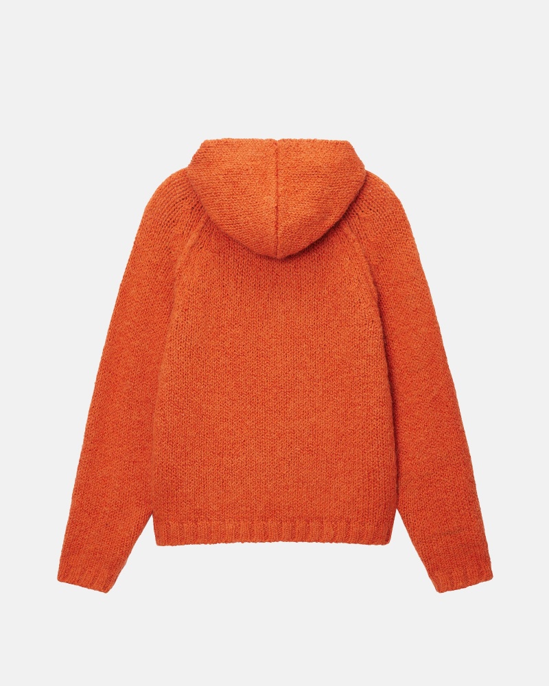 Long Sleeve Sweater Stüssy Chunky Knit Zip Hoodie Terracotta | RT96-L6-YQ