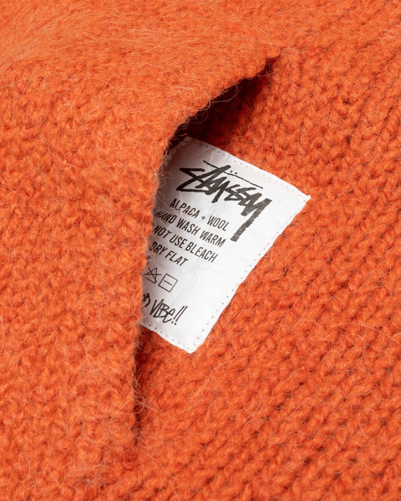 Long Sleeve Sweater Stüssy Chunky Knit Zip Hoodie Terracotta | RT96-L6-YQ