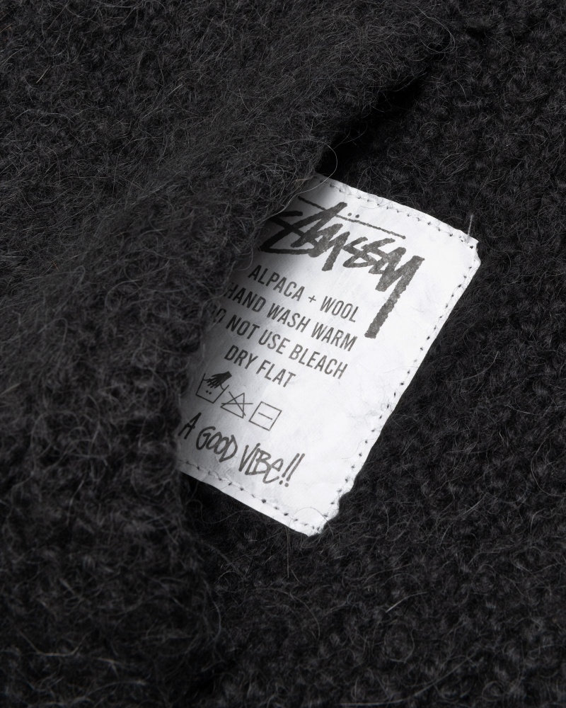 Long Sleeve Sweater Stüssy Chunky Knit Zip Hoodie Noir | PZ65-A4-HZ