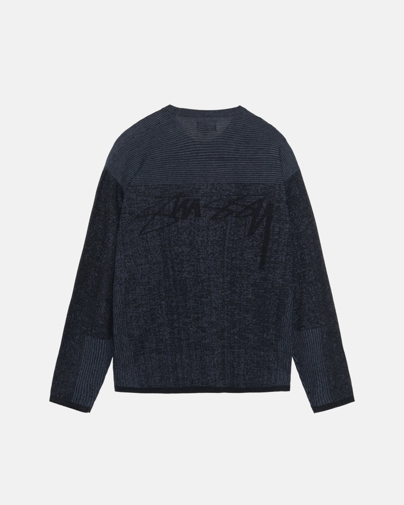 Long Sleeve Sweater Stüssy Engineered Panel Pull Bleu Marine | DT42-U7-WH