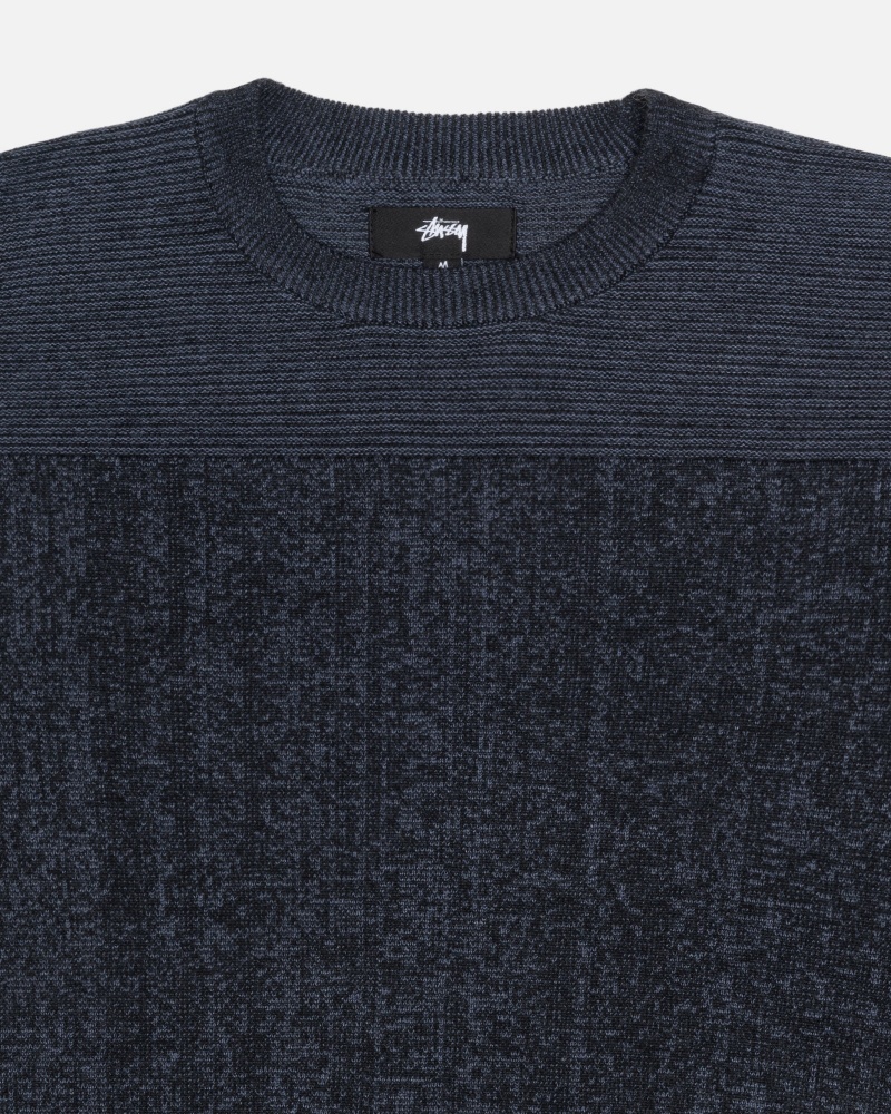 Long Sleeve Sweater Stüssy Engineered Panel Pull Bleu Marine | DT42-U7-WH