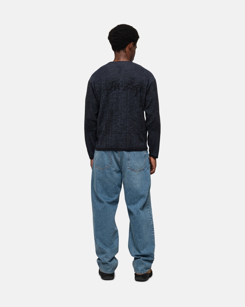 Long Sleeve Sweater Stüssy Engineered Panel Pull Bleu Marine | DT42-U7-WH