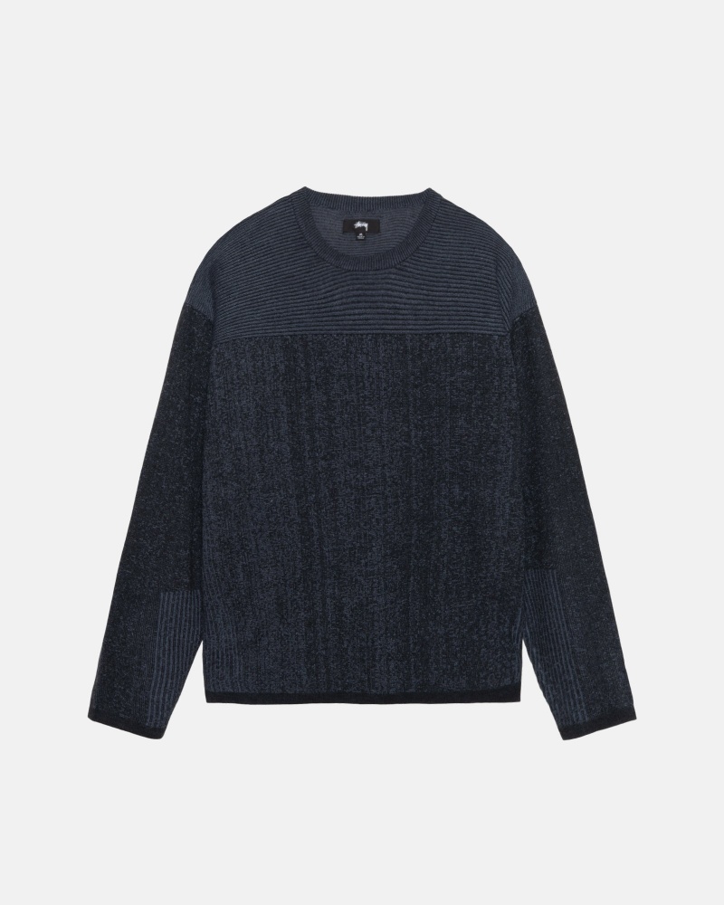 Long Sleeve Sweater Stüssy Engineered Panel Pull Bleu Marine | DT42-U7-WH