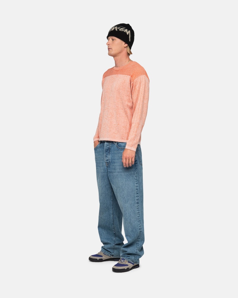 Long Sleeve Sweater Stüssy Engineered Panel Pull Orange | XQ15-R2-BL