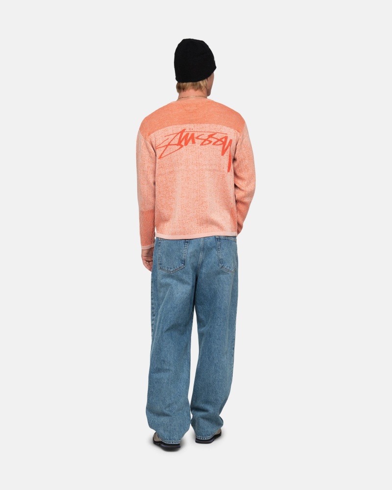 Long Sleeve Sweater Stüssy Engineered Panel Pull Orange | XQ15-R2-BL