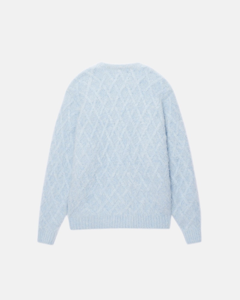 Long Sleeve Sweater Stüssy Fuzzy Lattice Crew Pull Ice | SH82-E2-UH