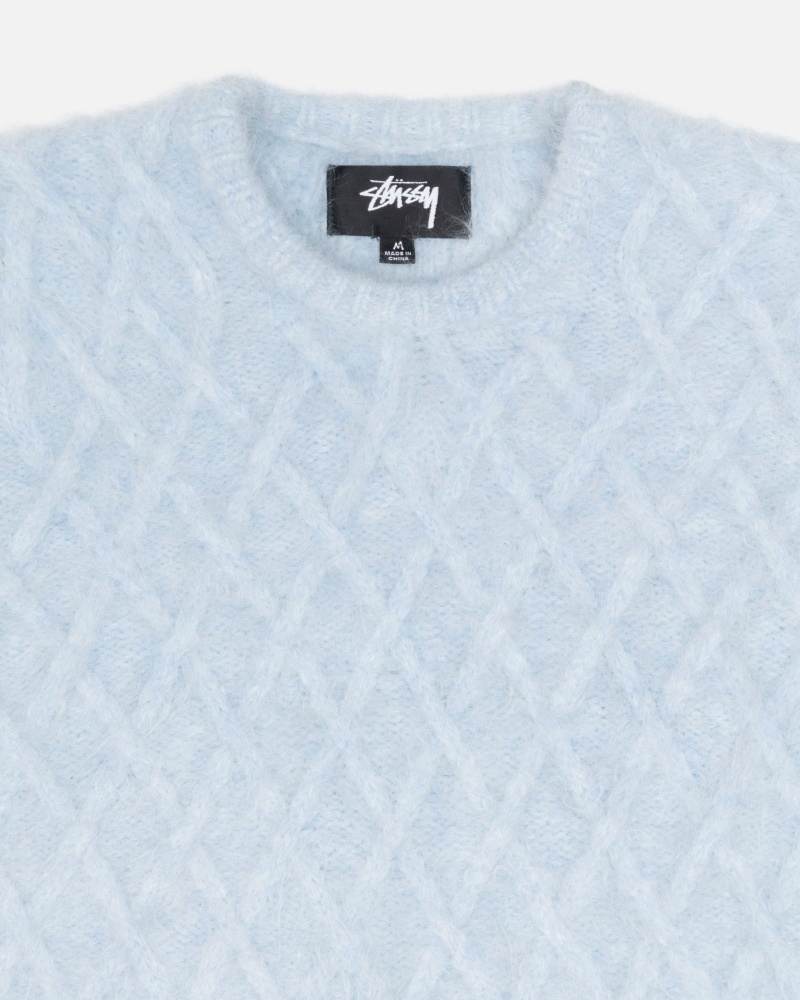 Long Sleeve Sweater Stüssy Fuzzy Lattice Crew Pull Ice | SH82-E2-UH