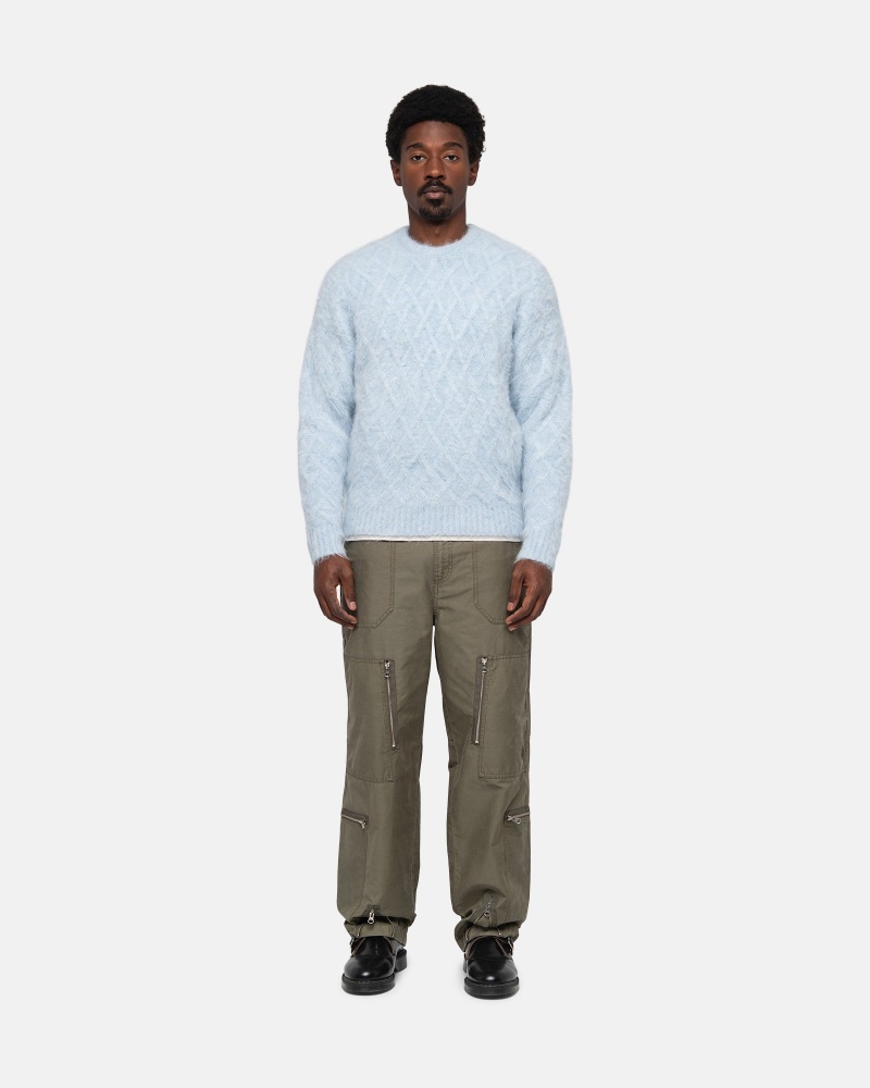 Long Sleeve Sweater Stüssy Fuzzy Lattice Crew Pull Ice | SH82-E2-UH