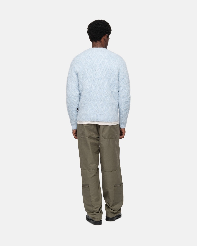 Long Sleeve Sweater Stüssy Fuzzy Lattice Crew Pull Ice | SH82-E2-UH