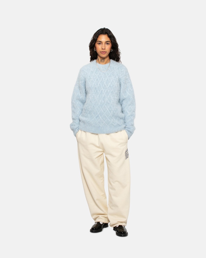 Long Sleeve Sweater Stüssy Fuzzy Lattice Crew Pull Ice | SH82-E2-UH