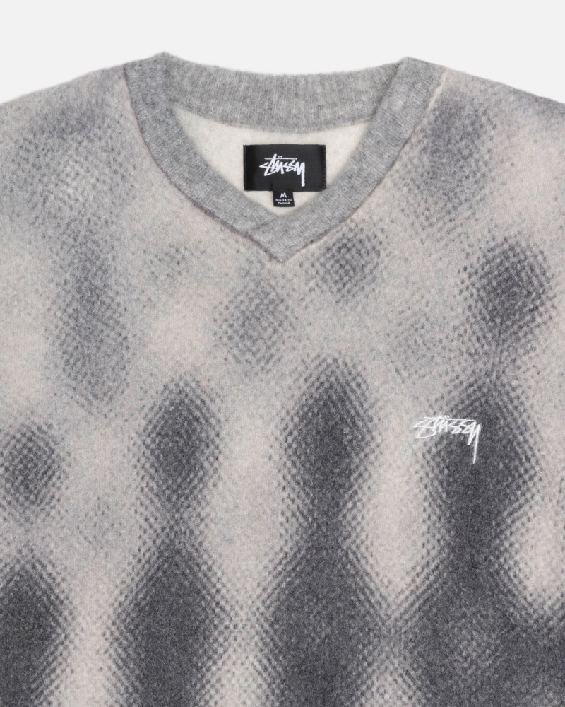 Long Sleeve Sweater Stüssy Gradient Dot Brushed Pull Grise | HR92-W4-DW