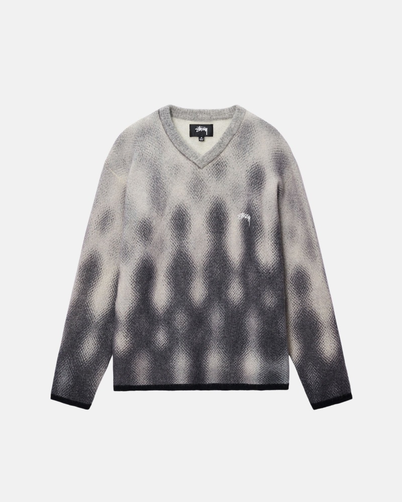 Long Sleeve Sweater Stüssy Gradient Dot Brushed Pull Grise | HR92-W4-DW