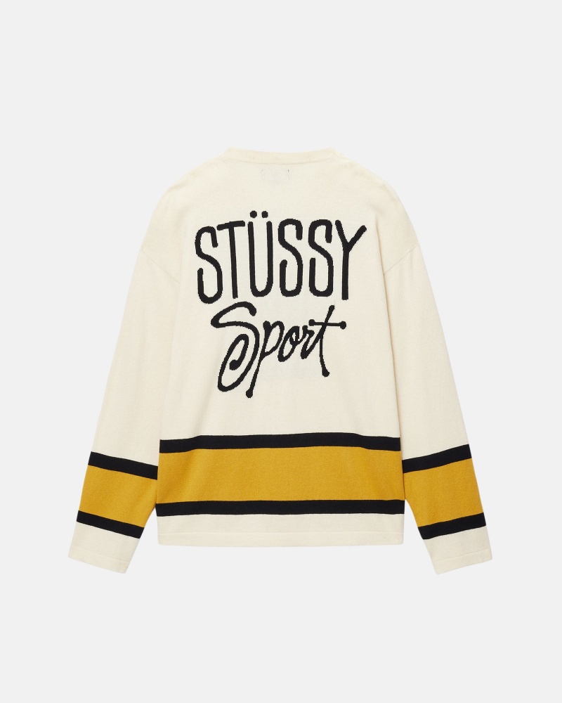 Long Sleeve Sweater Stüssy Hockey Pull Natural | CU38-I3-UA