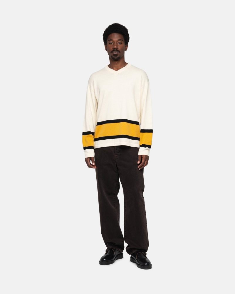 Long Sleeve Sweater Stüssy Hockey Pull Natural | CU38-I3-UA