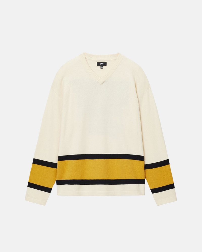 Long Sleeve Sweater Stüssy Hockey Pull Natural | CU38-I3-UA