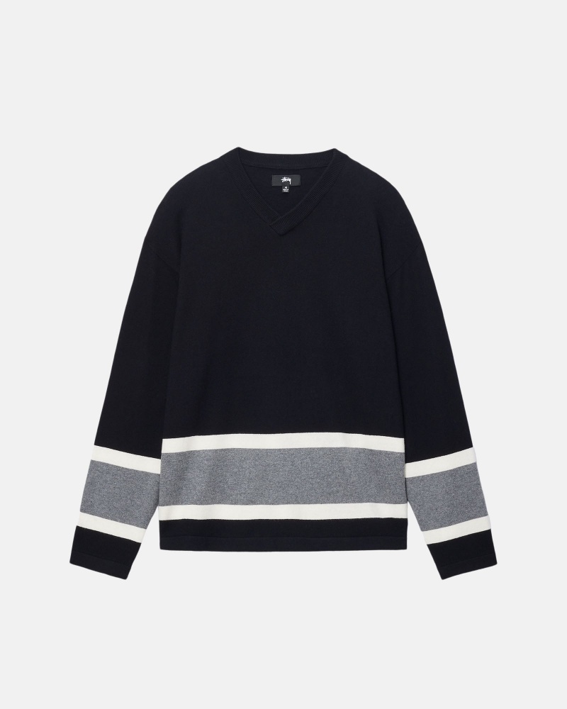 Long Sleeve Sweater Stüssy Hockey Pull Noir | JH33-V8-DM