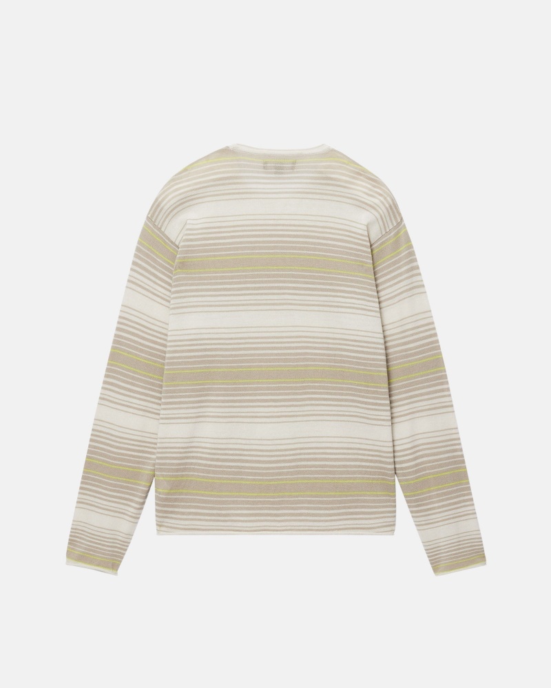 Long Sleeve Sweater Stüssy Horizontal Stripe Pull Natural | ET81-B4-FW