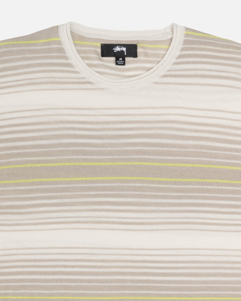 Long Sleeve Sweater Stüssy Horizontal Stripe Pull Natural | ET81-B4-FW