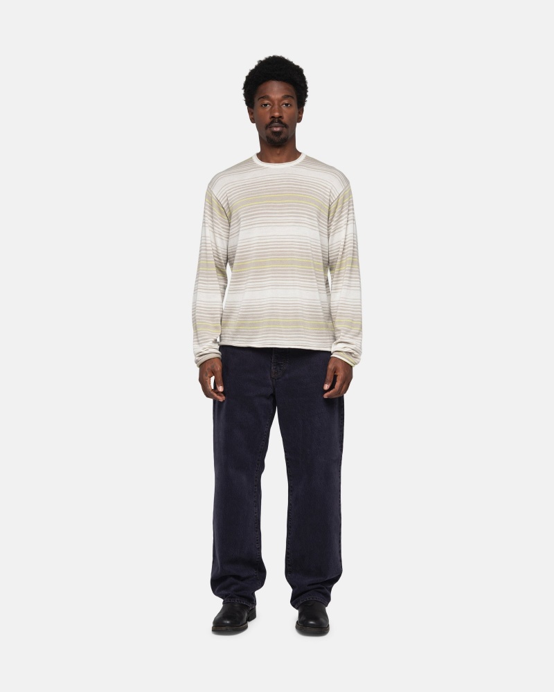 Long Sleeve Sweater Stüssy Horizontal Stripe Pull Natural | ET81-B4-FW