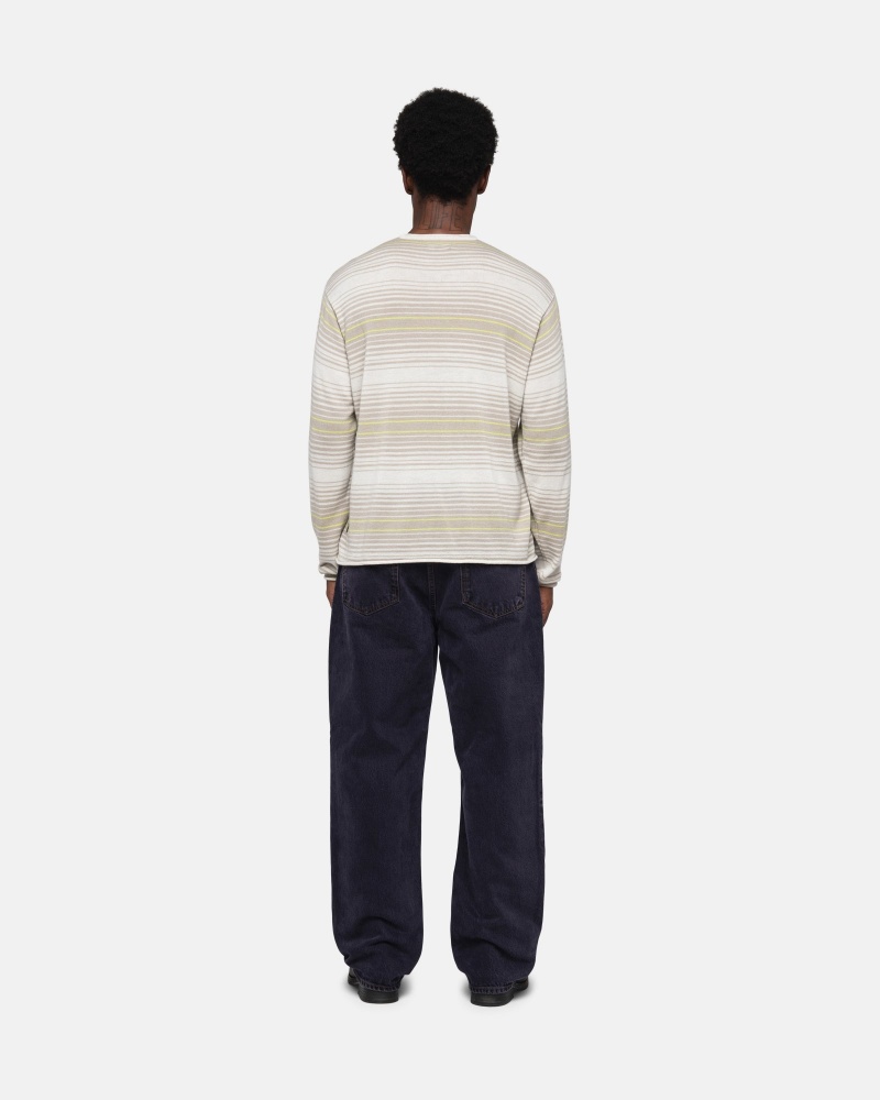 Long Sleeve Sweater Stüssy Horizontal Stripe Pull Natural | ET81-B4-FW