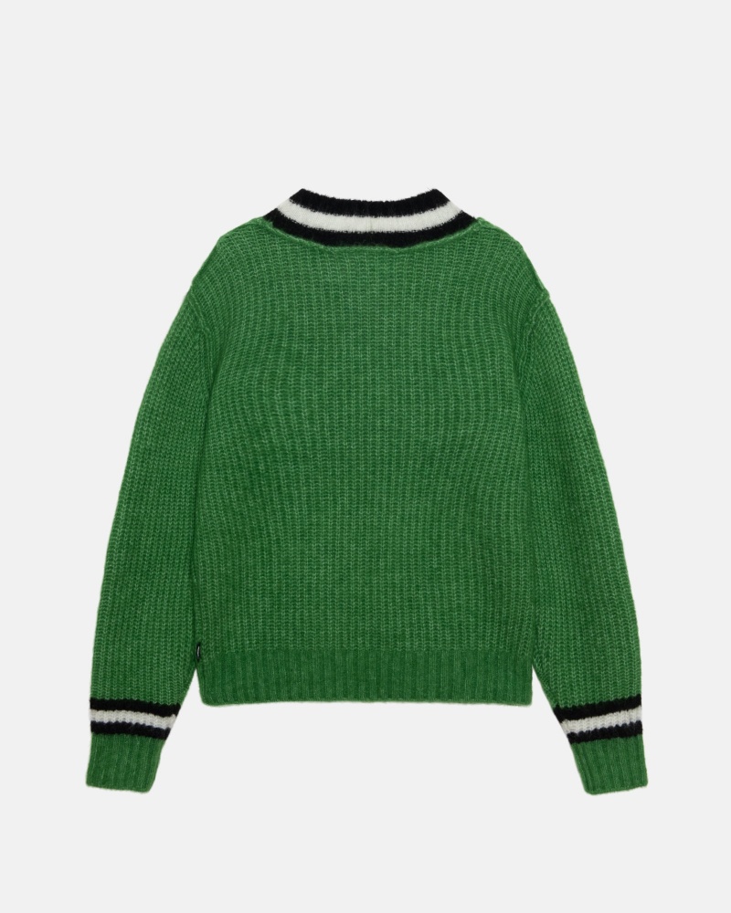 Long Sleeve Sweater Stüssy Mohair Tennis Pull Vert | RG49-U2-GA