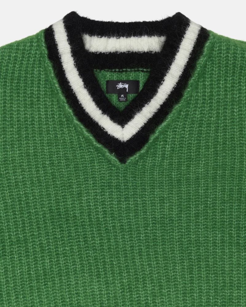 Long Sleeve Sweater Stüssy Mohair Tennis Pull Vert | RG49-U2-GA