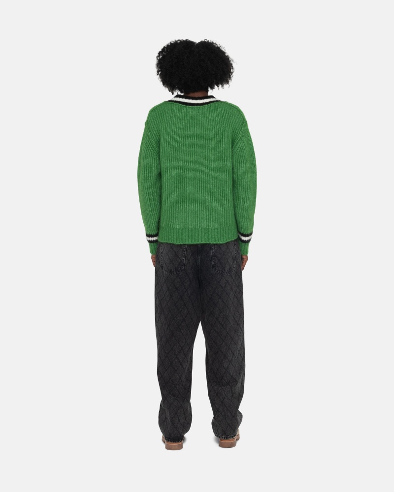 Long Sleeve Sweater Stüssy Mohair Tennis Pull Vert | RG49-U2-GA