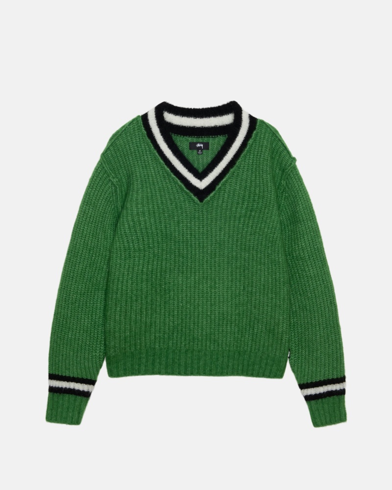 Long Sleeve Sweater Stüssy Mohair Tennis Pull Vert | RG49-U2-GA