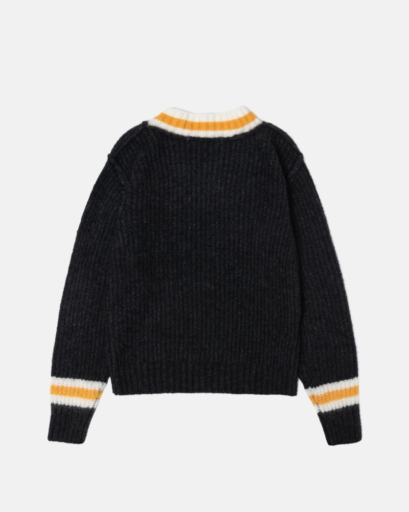 Long Sleeve Sweater Stüssy Mohair Tennis Pull Charcoal | GV14-F0-RB