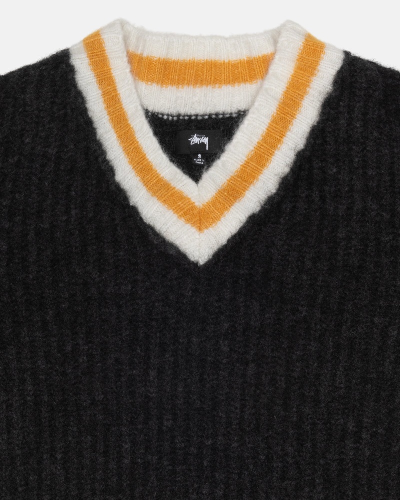 Long Sleeve Sweater Stüssy Mohair Tennis Pull Charcoal | GV14-F0-RB