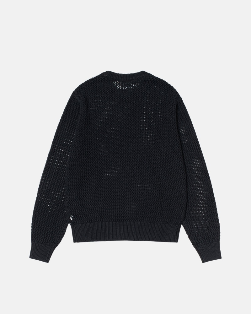 Long Sleeve Sweater Stüssy Pigment Dyed Loose Gauge Knit Pull Noir | VR12-X4-KW