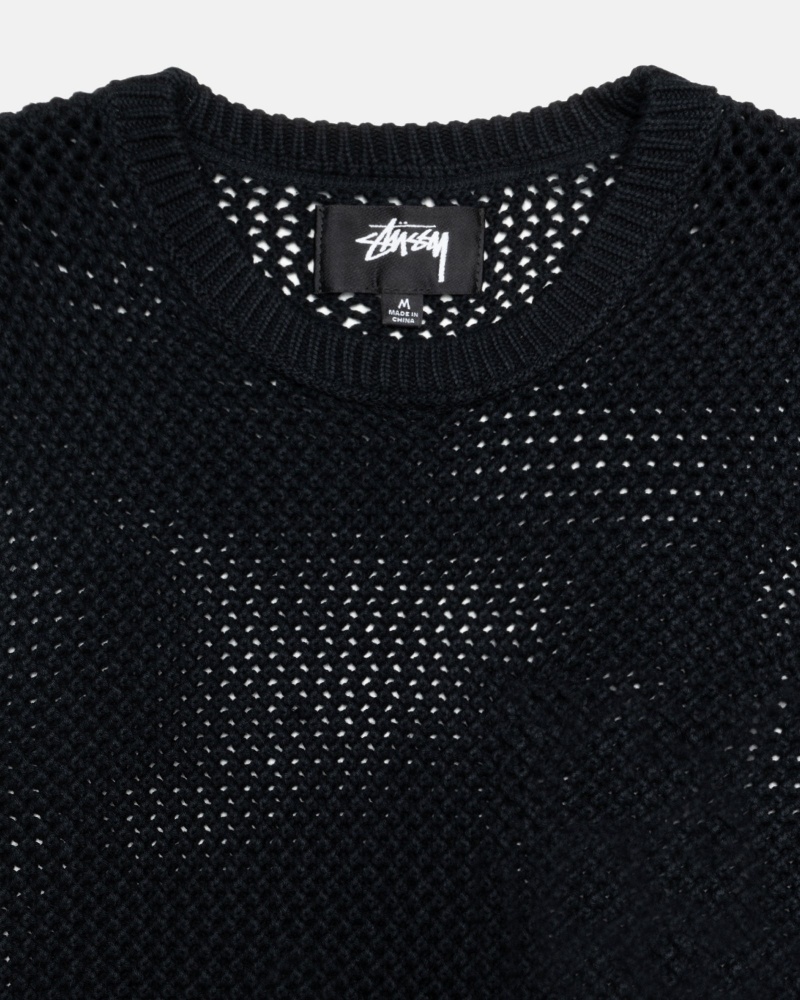 Long Sleeve Sweater Stüssy Pigment Dyed Loose Gauge Knit Pull Noir | VR12-X4-KW