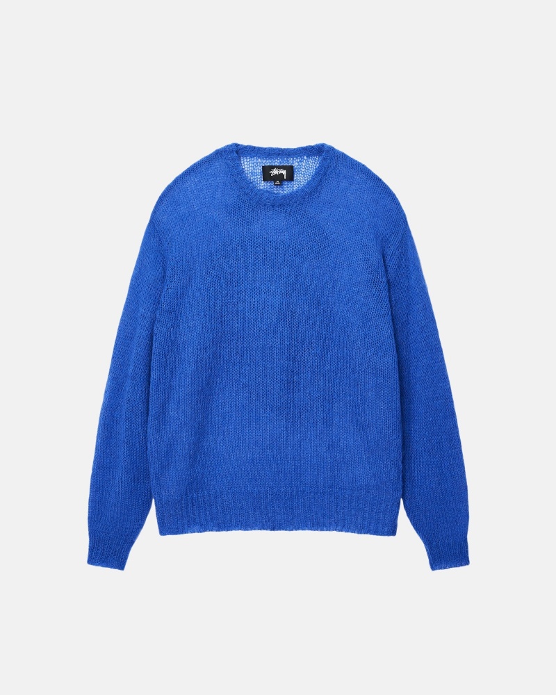 Long Sleeve Sweater Stüssy S Loose Knit Pull Bleu | EG90-P6-RX