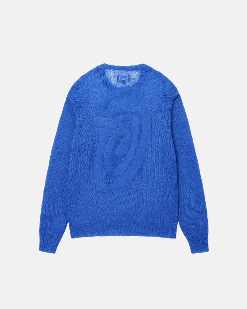 Long Sleeve Sweater Stüssy S Loose Knit Pull Bleu | EG90-P6-RX