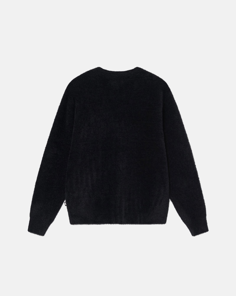 Long Sleeve Sweater Stüssy Shaggy Cardigan Noir | UT22-I2-PO